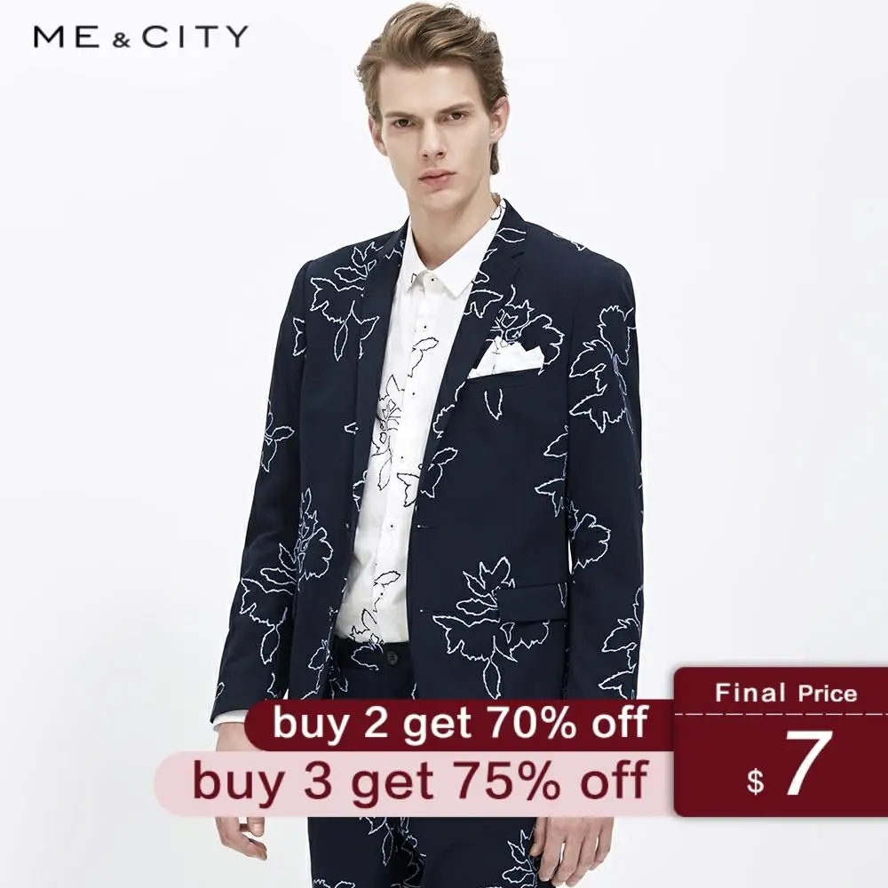 

Me&City Mens Fashion printing personality Blazer Brand Business Blazer Tide Design Casual Male Smart Suit Jacket