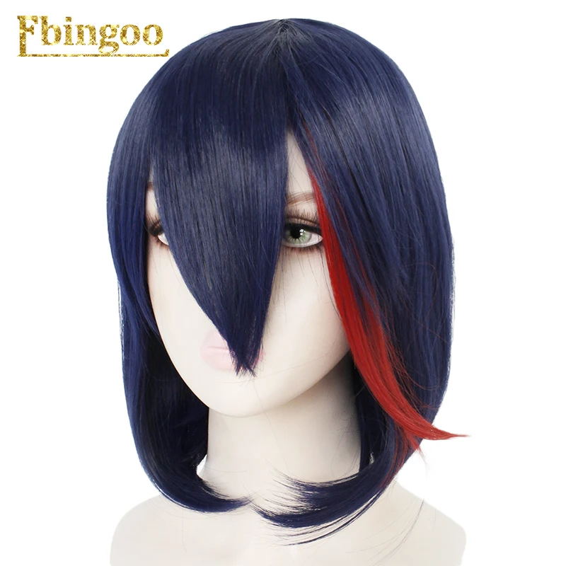 Ebingoo Hair cap+ Kill La Kill Ryuko Matoi короткий натуральный прямой Темно-синий микс красный синтетический костюм косплей парик на Хэллоуин