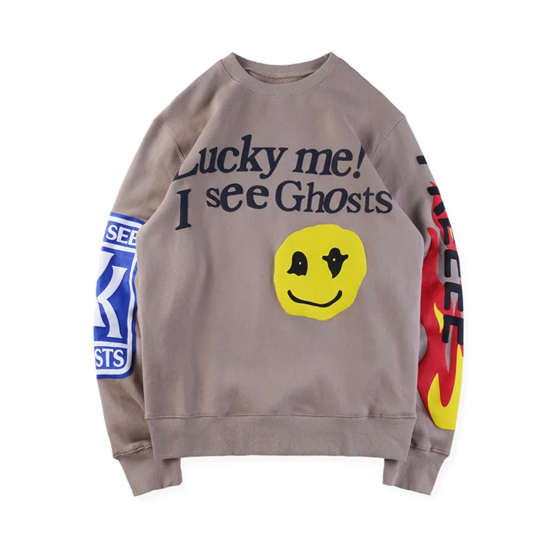 NWT KSG FREEEE Kanye West Kid Cudi/Детская толстовка с изображением призраков Kendall Jenner Smile Face Funky