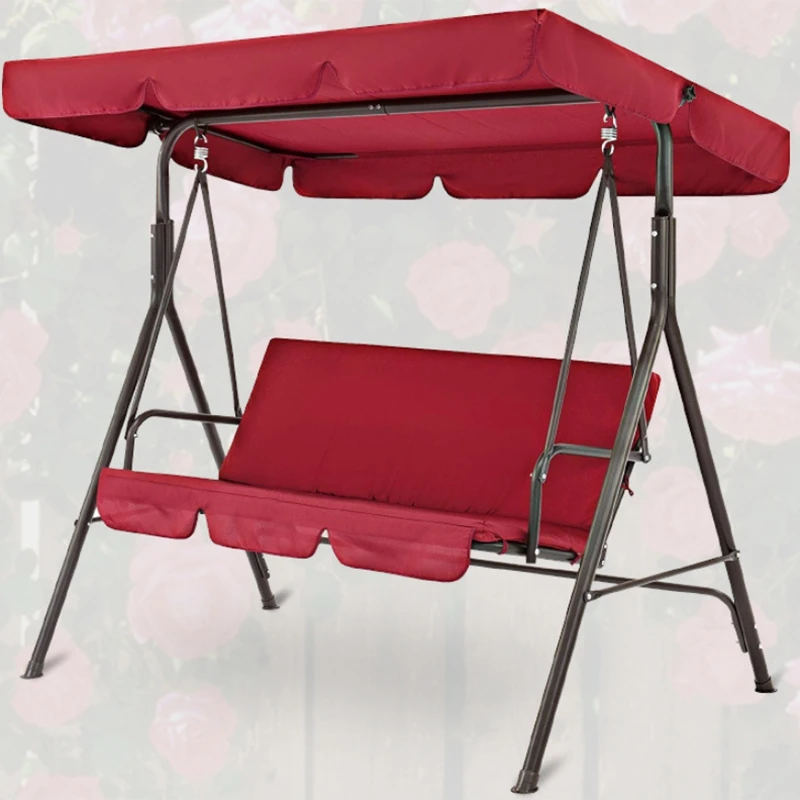 Terrace Swing Chair 2 Pieces / Set Universal Garden Chair Dustproof 3-Seater Outdoor (Red Cover/Not include chair)