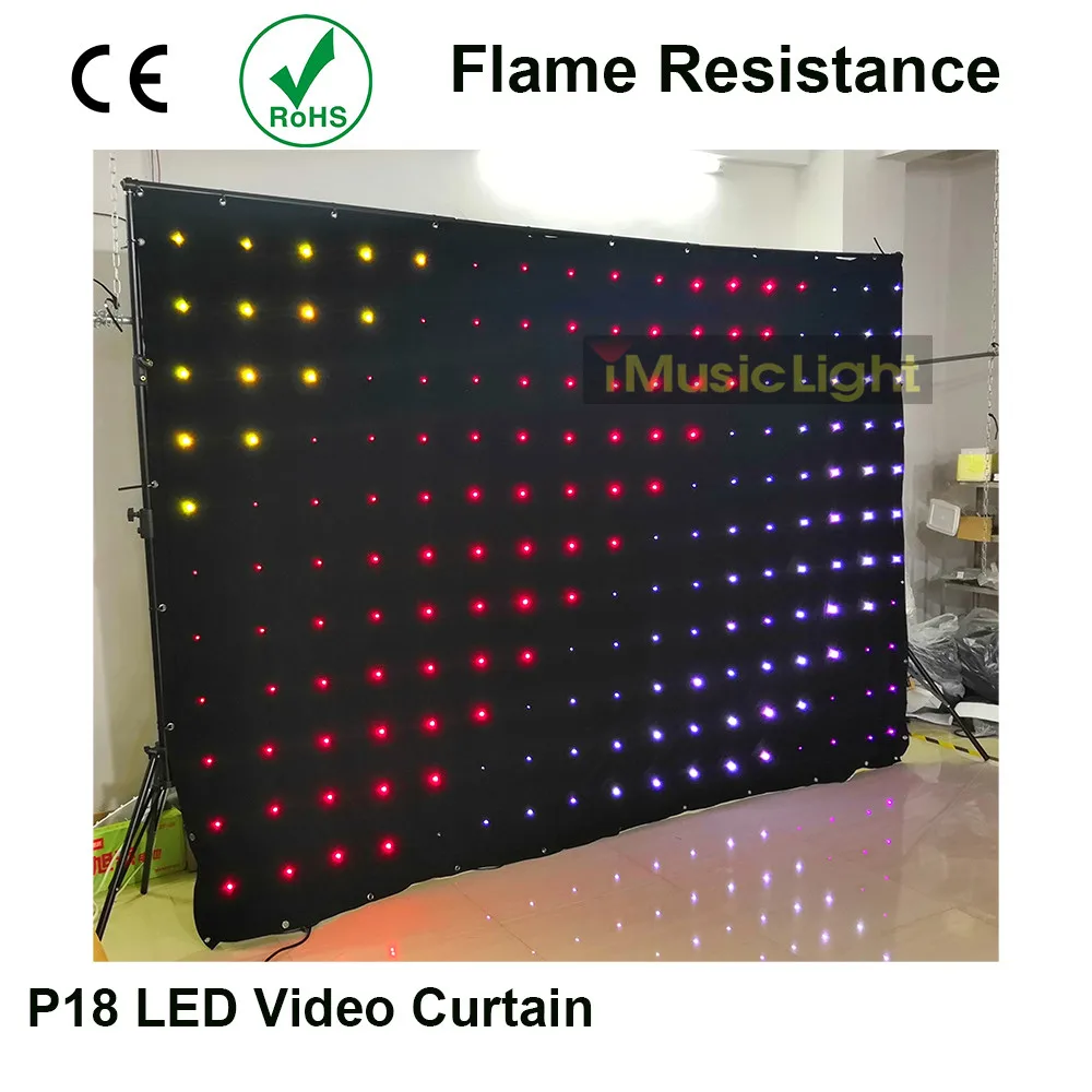 

P18 2M*3M RGB LED Video Curtain DMX Controller With 80 Animation Programs For DJ Wedding Backdrops LED Vision Cloth