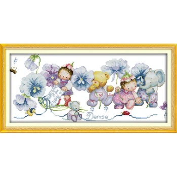 

Everlasting love Happy elves Chinese cross stitch kits Ecological cotton stamped 14CT 11CT DIY gift wedding decoration for home