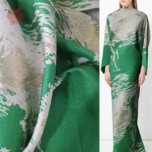 Франция стиль Роскошный зеленый золотой металлик позиционирование из жаккардовой парчи одежда для платья пальто tissu tecidos stoflen SP5052