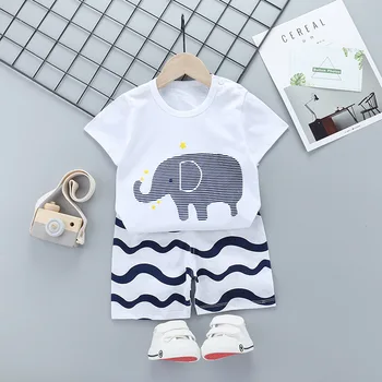 

Summer Baby Boy Clothes 2pcs Infant Newborn baby girls Clothing Set Sports Tshirt+ Shorts Suits
