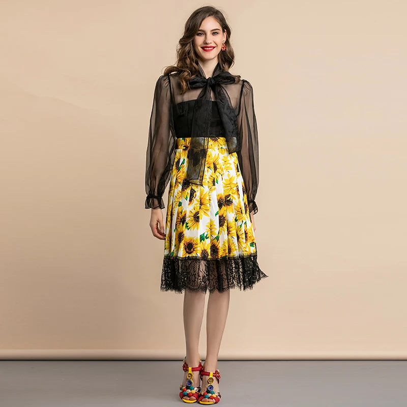 LD LINDA делла осеннее модное подиумное винтажное платье женское плиссированное платье из органзы в стиле пэчворк с цветочным принтом кружевное праздничное платье