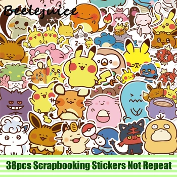 

38pcs Pocket Monsters Stickers paster Cartoon characters anime movie funny decals scrapbooking diy phone waterproof decorations