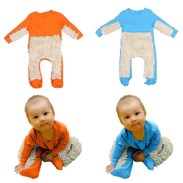US $6.39 Baby Mop Romper Outfit Unisex Rompe Boy Girl Polishes Floors Cleaning Mop Suit Cleaning Mop Sui Kid