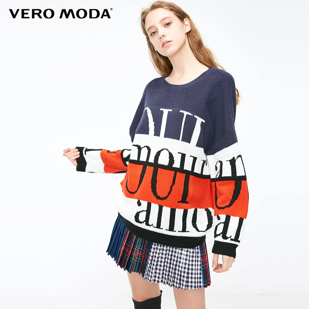 Vero Moda женский свитер с контрастными буквами с заниженной линией плеч | 318413563 - Цвет: Navy