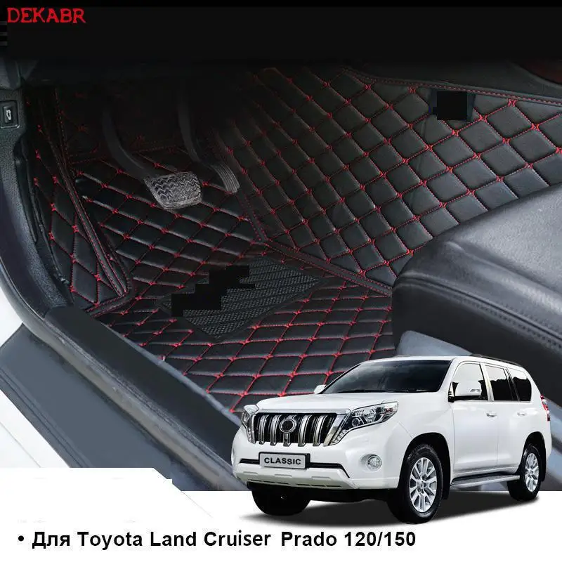

FIT-FOR Car Floor Mats for Toyota Land Cruiser Prado 120 150 Waterproof Leather Floor Mat Car-styling Interior Car Carpet Mat