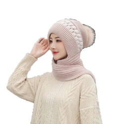 Winter Skullies  Women Autumn Beanies Soft Warm Girls Korean Woolen Knitted Circle Loop Scarf Cap Ladies Ourdoor Sports Hat