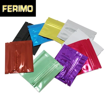 

300Pcs/Lot 7.5x6cm Aluminum Foil Zip Lock Self Seal Packaging Bags Food Storage Ziplock Pouches Resealable Food Packing Bag