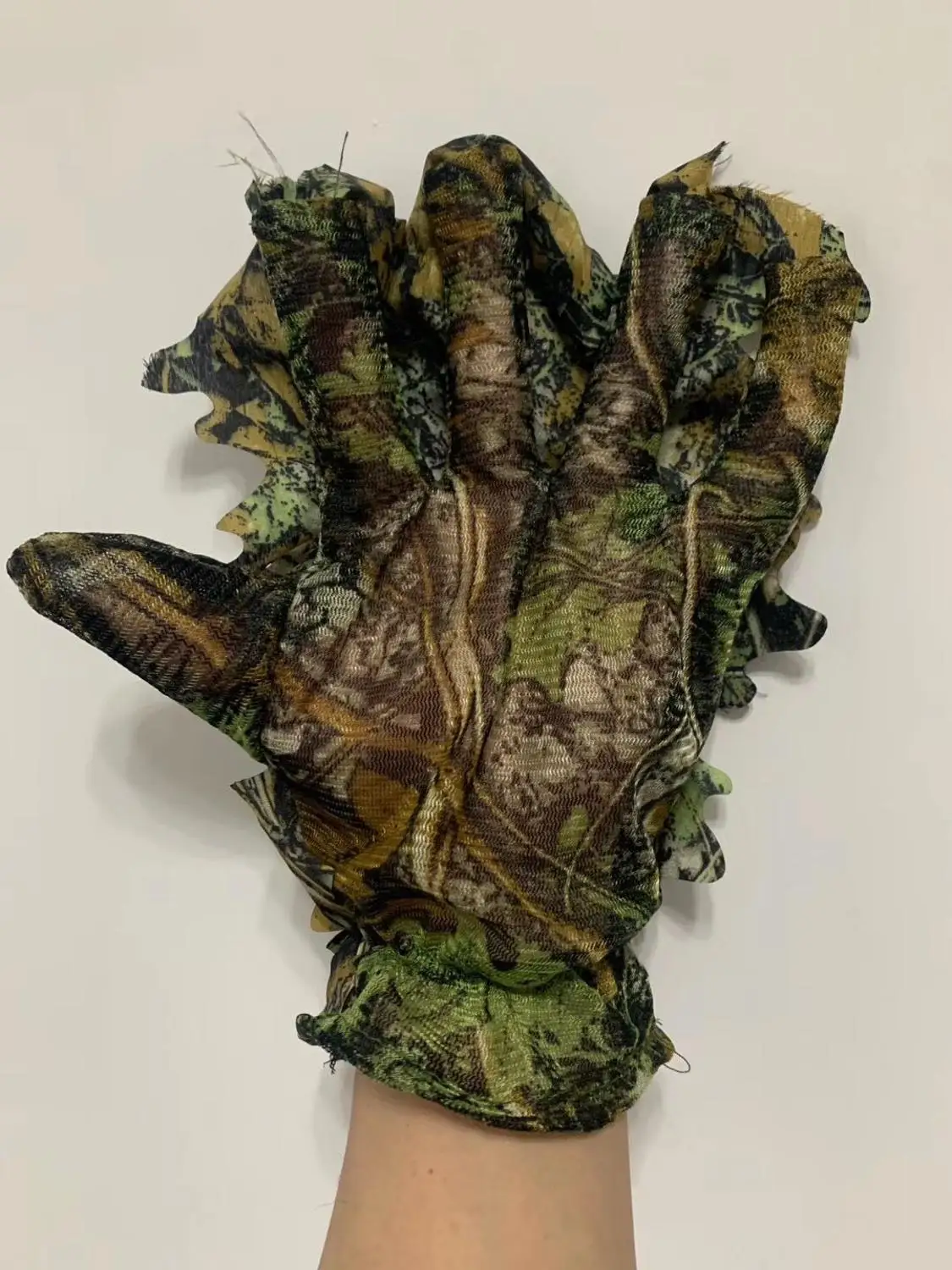 Hunting Ghillie Gloves Camouflage Suit Gloves 3D Bionic Leafy Camouflage Headwear for Jungle Wildlife Photography Turkey Camo hunting accessories