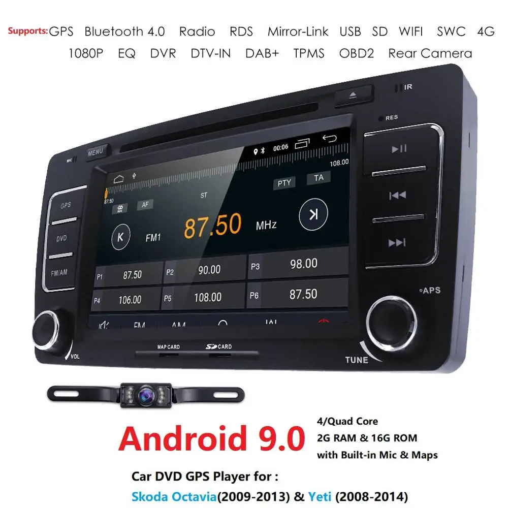 Top 2 Din 7Inch Android 9.0 Car DVD Video Player For SKODA Octavia 2009-2013 CANBUS GPS Navigaiton Bluetooth Radio RDS WIFI SD DAB 3 Top 2 Din 7Inch Android 9.0 Car DVD Video Player For SKODA Octavia 2009-2013 CANBUS GPS Navigaiton Bluetooth Radio RDS WIFI SD DAB 3