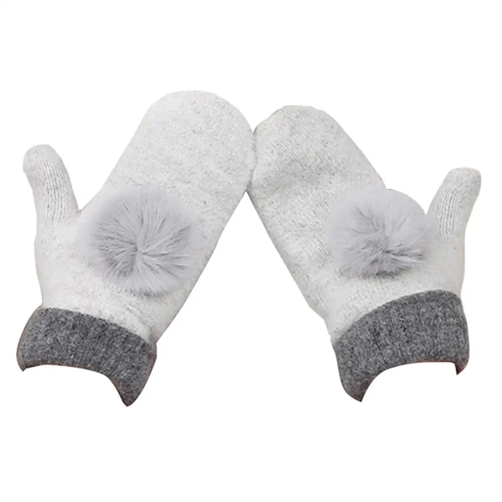 Gray Зимние теплые перчатки, варежки, утолщенные теплые перчатки, искусственный мех, флис, плюшевые варежки для женщин, девушек, подарки - Цвет: Gray