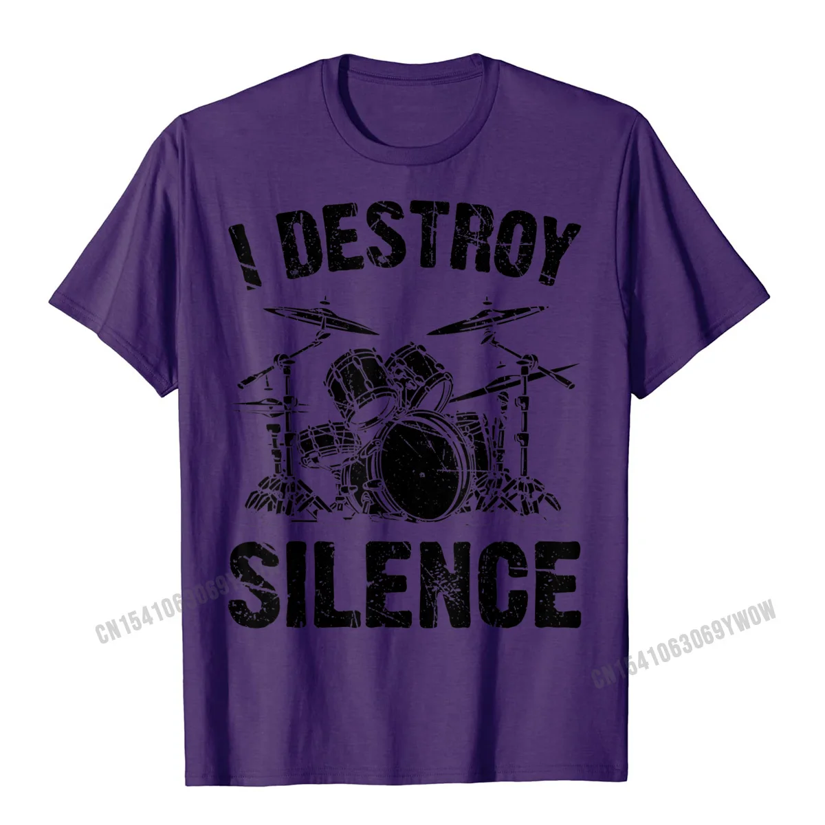 Tops T Shirt Simple Style Tops Shirt Summer Autumn Cheap Funny Short Sleeve Pure Cotton Round Collar Young T Shirt Funny I Destroy Silence Drumming Vintage Drummer Drumset Drum Set T-Shirt__95 purple