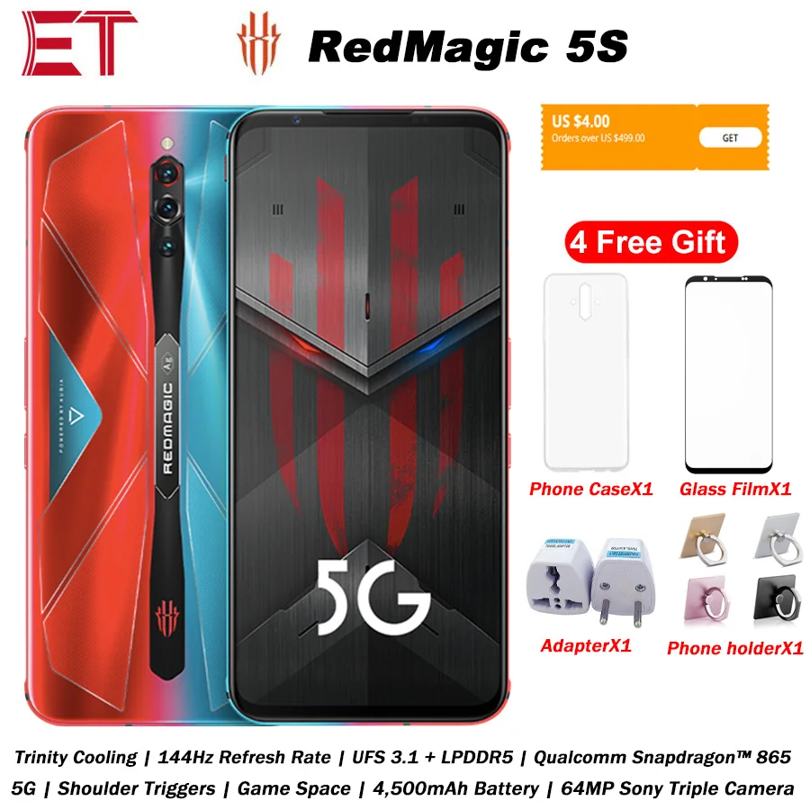 Глобальная версия Nubia рамка RedMagic 5S игровой телефон 12 Гб 256 Snapdragon 865 6 65 &quot144 Гц 64MP 4500