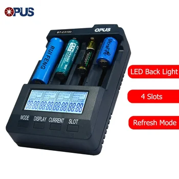 

Opus BT-C3100 V2.2 Smart Digital Intelligent 4 LCD Slots Universal Battery Charger For Rechargeable Battery With EU/US Plug