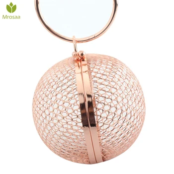 

Vintage Women's Evening Bag Metal Chain Hollow Out Mini Bag Banquet Party Shoulder & Crossbody Bags Clutch Circular Cage Handbag