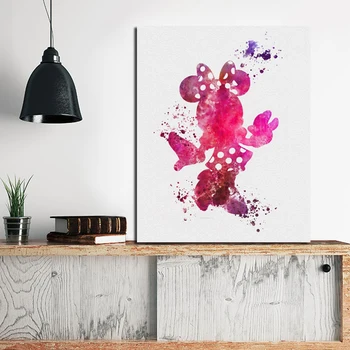 

Minnies Mouse Watercolor Wall Art Canvas Poster Print Canvas Painting Decorative Picture Kids Room Modern Bedroom Home Decor HD