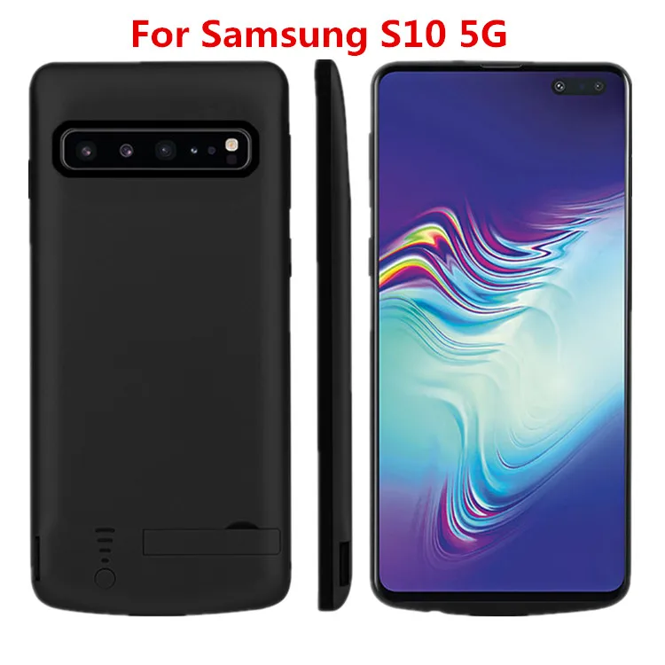 Для samsung Galaxy S10 5G S10 зарядное устройство чехол 5000 мАч Расширенный Powerbank чехол для samsung S10 S10 Plus Чехол Подставка Кронштейн - Цвет: S10 5G black