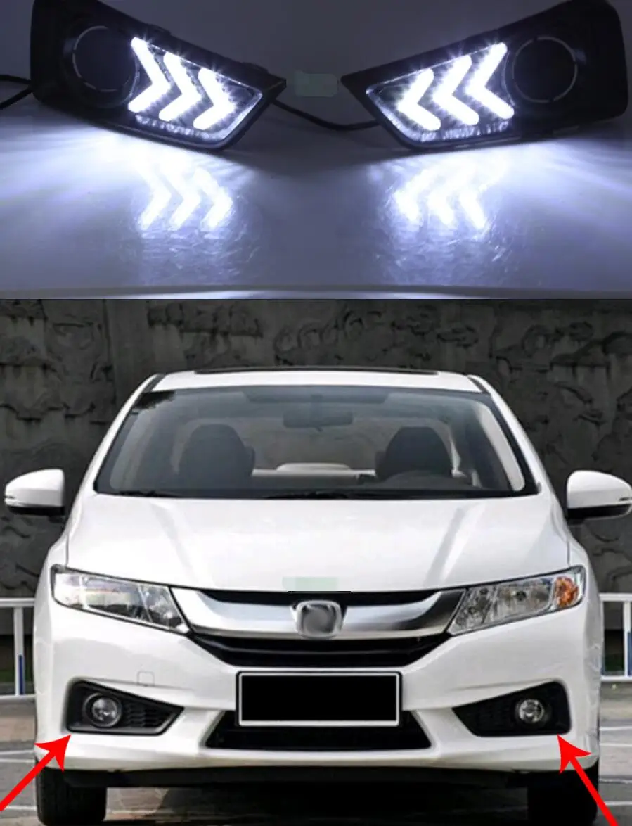 Для Honda City DRL дневные ходовые огни DRL Противотуманные фары реле дневного света автостайлинг