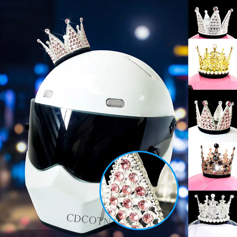 DIY Motorcycle Helmet Crown Rhinestone Motocross Full Face Off Road Helmet Decoration Accessories Stickers Cosplay Car Styling
