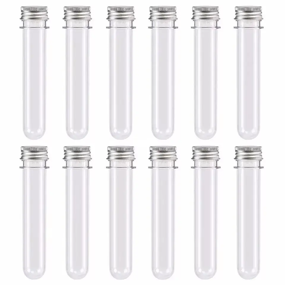30/40/45/60/80/100ml plastic Test Tube With Screw Cap capsule PET Bottle Aluminum Cap Packing Tube With Pressure Sensitive Seal plastic test tubes plastic caps