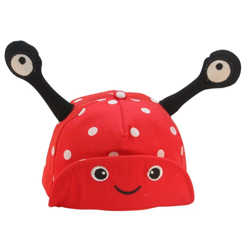 Red С принтом улыбки глаза Кепки Snapback Бейсбол кепки в горошек для новорожденных, одежда для малышей для девочек и мальчиков маленький ушками на капюшоне - Цвет: Red