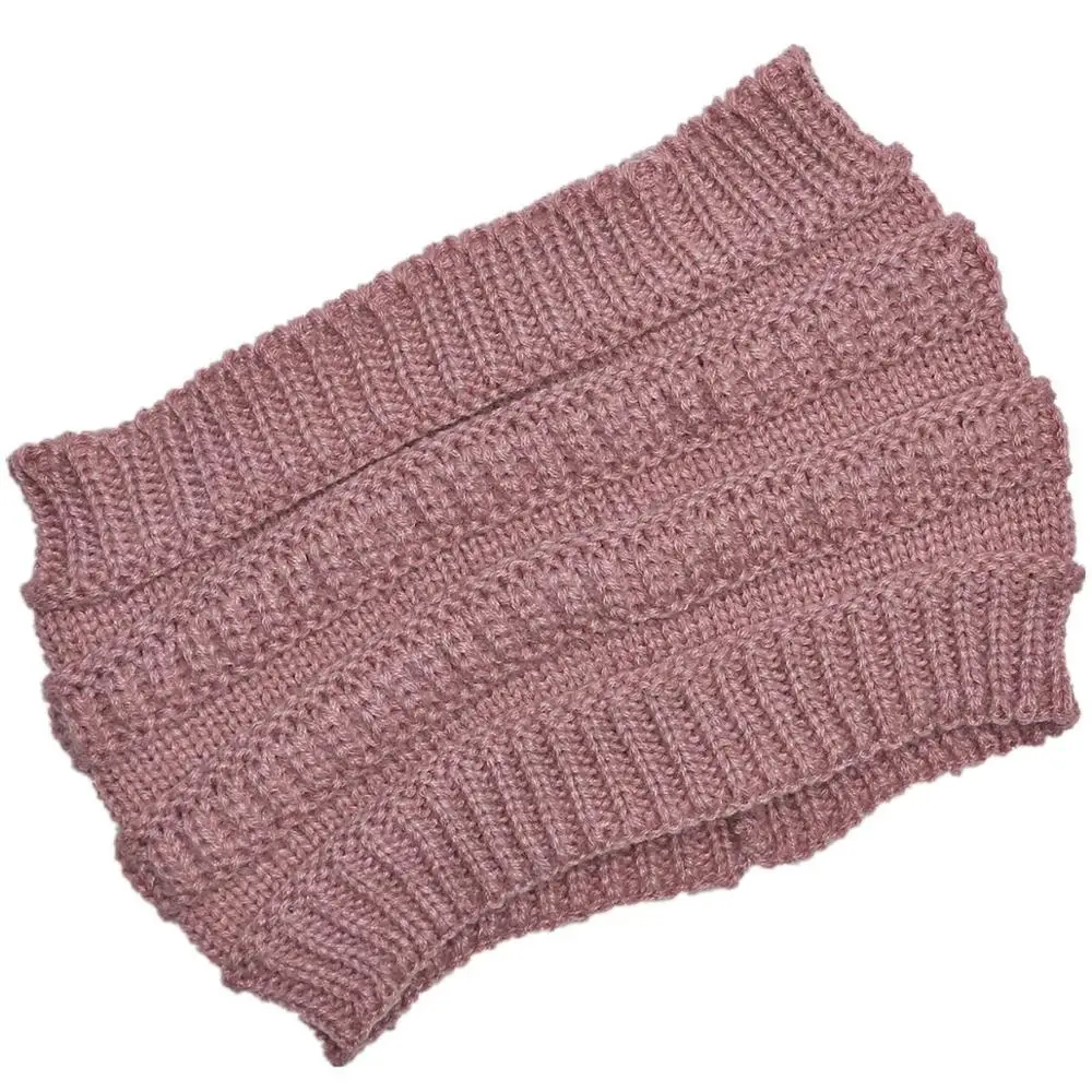 Вязаная шапка «конский хвост», женская зимняя теплая широкая повязка на голову, головной убор, шапка для осени и зимы, Свободный Топ, шапка для взрослых - Цвет: Розовый