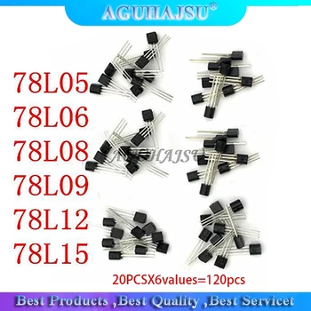 

20PCSX6values=120pcs 78L05 78L06 78L08 78L09 78L12 78L15 TO-92 TO92 Transistor package Assorted Kit new and