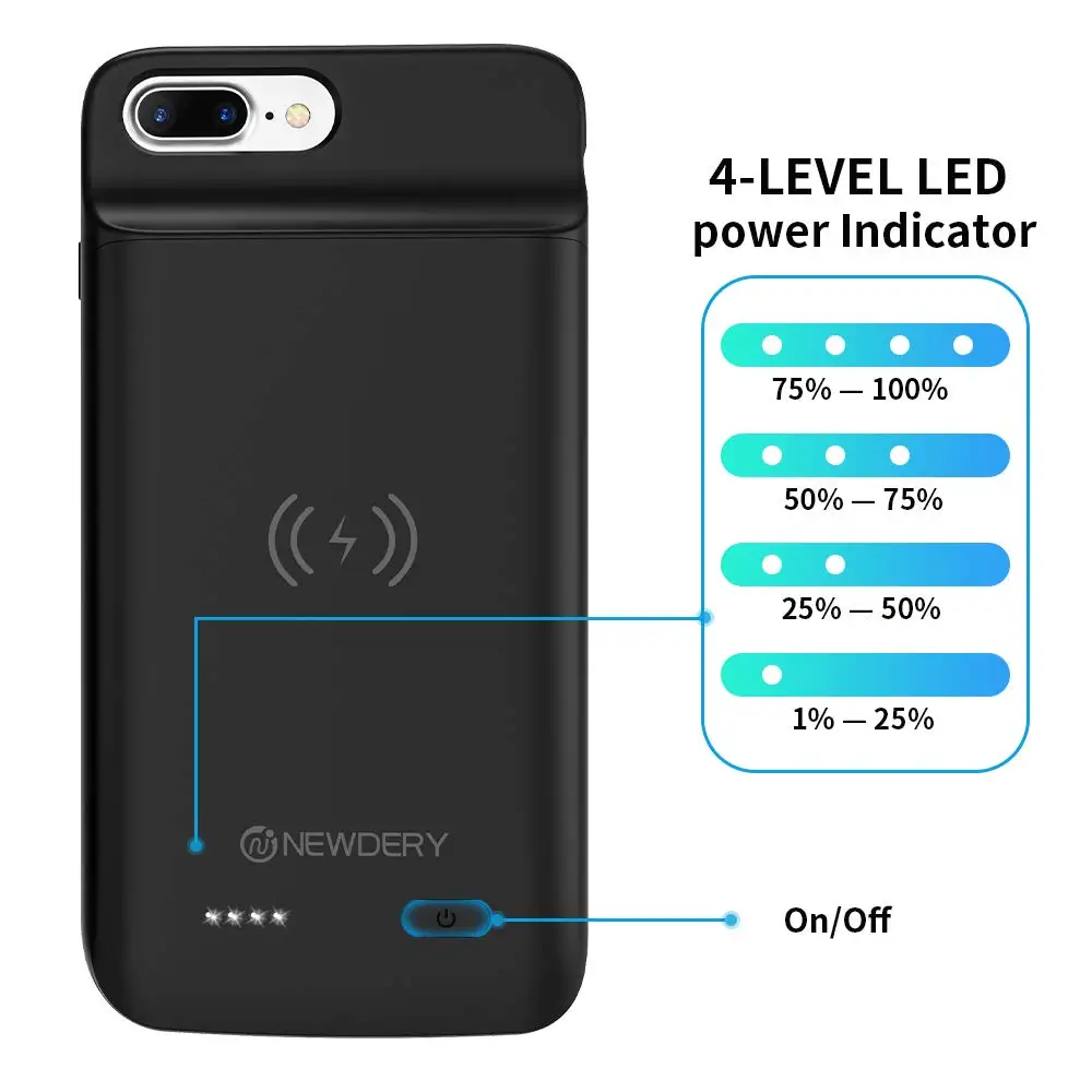 NEWDERY зарядное устройство чехол для iPhone 6 plus 7 Plus 8 5000 мАч 5 дюймов черный