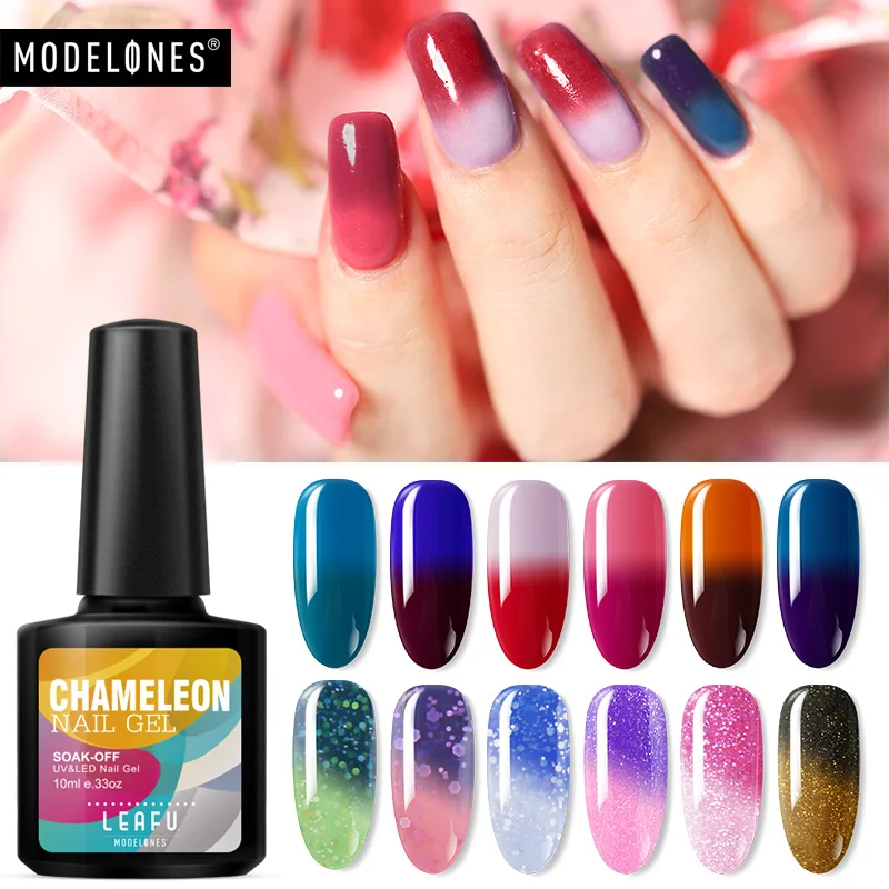  Modelones 10ML Temperature Change Color Thermal Gel Polish UV Led Nail Gel Polish Soak off UV Gel N