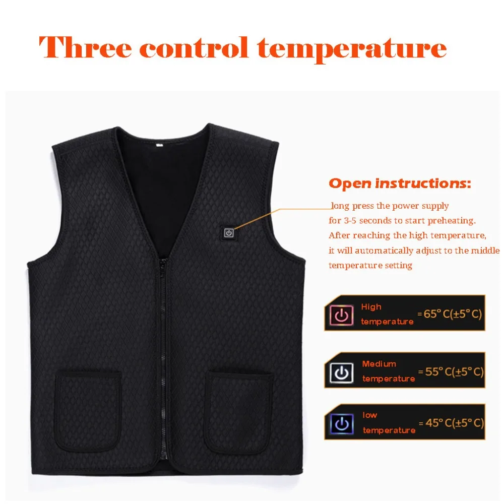 Electric vest vest warm winter heating vest washable size adjustable USB rechargeable heating clothes veste homme hiver 30N28 (6)