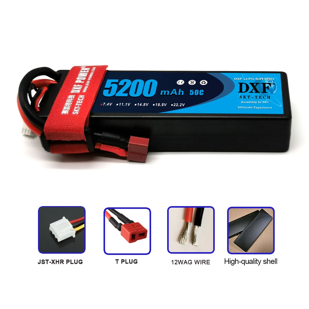 Аккумулятор DXF Lipo 2S 7 4 В 5200 мАч 50CMAX 100C для радиоуправляемых запчастей Жесткий