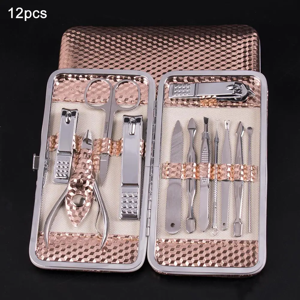12/19 шт ватные палочки по уходу за ногтями Набор с Чехол Нержавеющая сталь машинки для стрижки ногтей, набор Уход за лошадьми для ногтей Маникюр Педикюр Инструменты BV789
