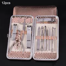 12/19 шт ватные палочки по уходу за ногтями Набор с Чехол Нержавеющая сталь машинки для стрижки ногтей, набор Уход за лошадьми для ногтей Маникюр Педикюр Инструменты BV789