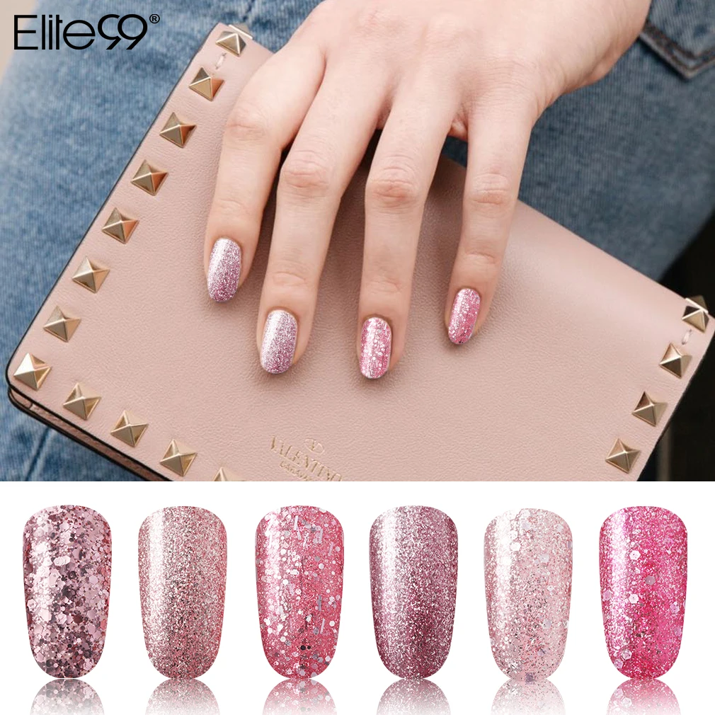 Elite99 розовое золото УФ-гель для ногтей блестки замочить от УФ-гель лак Полупостоянный Гель-лак для ногтей DIY лак для ногтей