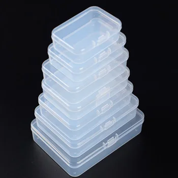 

Jewelry Box Makeup Organizer Box PP Transparent Rectangular Plastic Empty Box Jewelry Storage Box Case Craft Organizer Bead