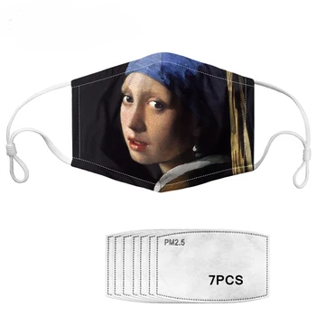 

Dust-proof Masks Monet Van Gogh Oil Painting 7PCS Filters Mask Kids Girl Women Winter Health Prevent Infection 2020 Dropshipping