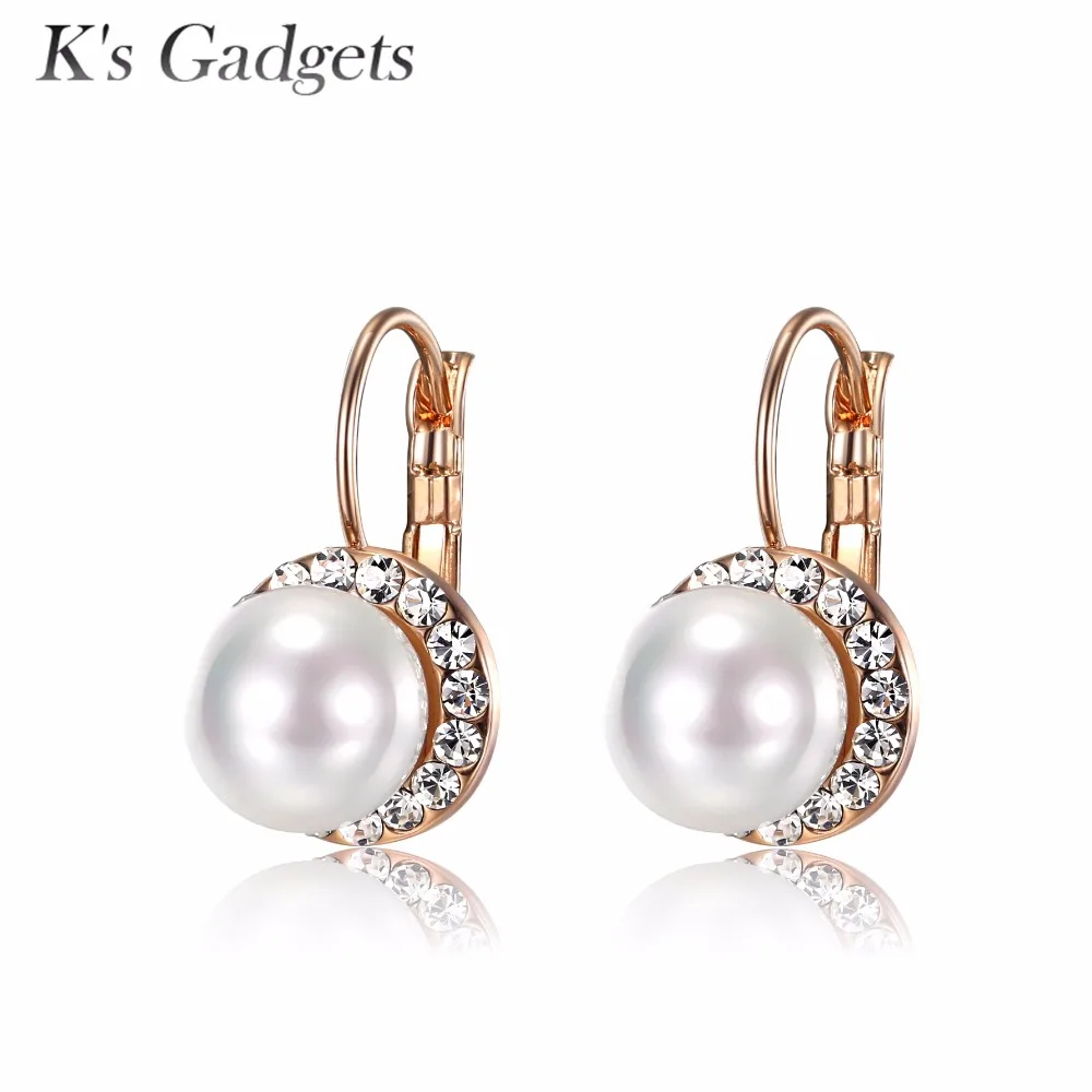 K's Gadgets серьги подвески с жемчугом круглые белым натуральным цвета розового