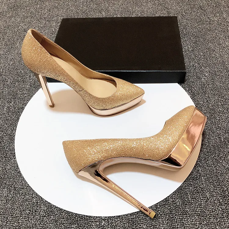 

2020 spring women's shining shining paltform high heeled pumps High quality high heels party shoes EU35-EU41 BY748