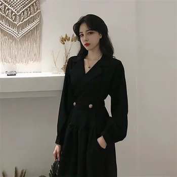 

Dress Early 2020 Spring Spring And Autumn New Style WOMEN'S Spring Hepburn Wind Scheming Black Long Spring Summer