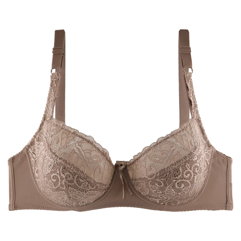 B6-Khaki PairFairy, женская большая чашка, D, E, F, бюстгальтер без подкладки, полная чашка, кружевные бюстгальтеры размера плюс, 75-100, Цветочный, Soutien Gorge, бюстгальтер на косточках - Color: B6-Khaki