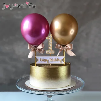 

5inch Metallic Chrome Balloon Cake Topper Decoration Baby Shower One Kids Adult Birthday Wedding Party Cake Decorations Gifts