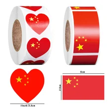 

Chinese Flag Sticker Tags Waterproof Sealing Labels Heart Rectangle Shaped Sticker for Holiday Clothes Decoration Face Stickers