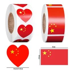 Étiquettes autocollantes drapeau chinois, étiquette étanche, en forme de cœur Rectangle, pour décoration de vêtements de vacances, autocollants faciaux 