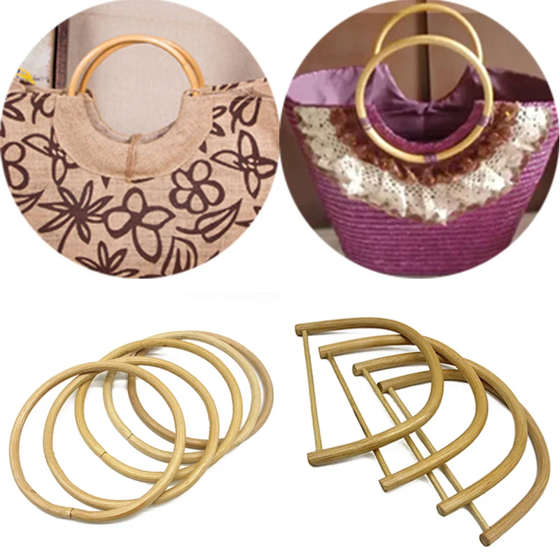 

Smooth Bamboo D Round Shape Bag Handles DIY Handmade Rattan Wooden Replacement Handbag Tote Purse Bag Accessories Anse De Sac