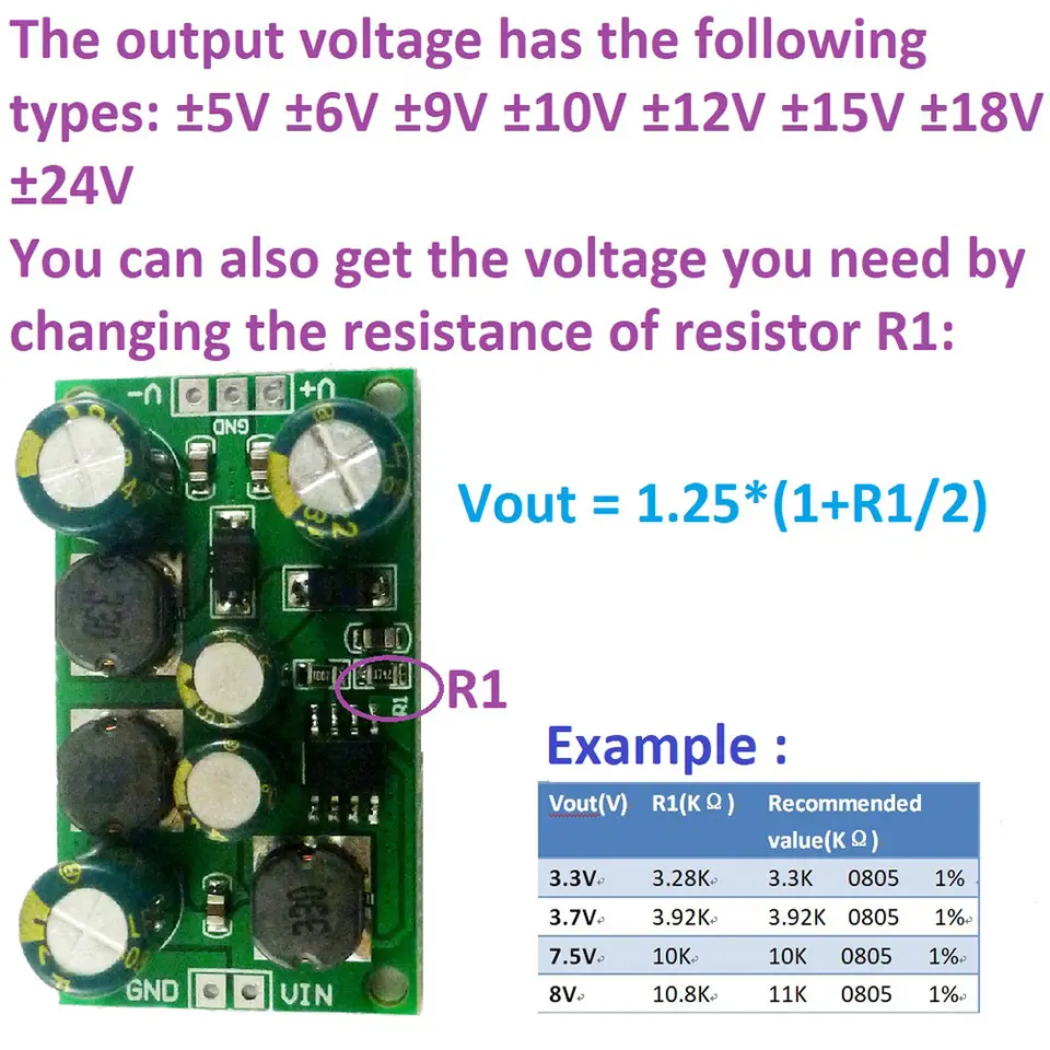 DC-DC Voltage Converter Boost-Buck Module Positive Negative Voltage Dual Output 3-24V to 5V 6V 9V 10V 12V 15V 18V 24V 8W image 4