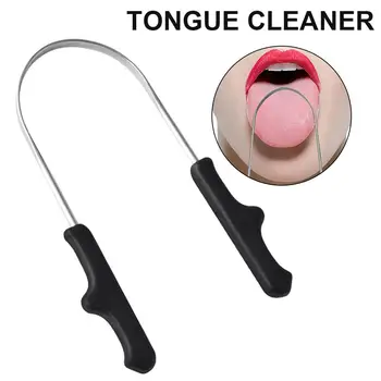 

Stainless Steel Tongue Scraper Cleaner Remove Bad Breath Cleaning Coated Tongue Toothbrush Dental Oral Hygiene Care Tools
