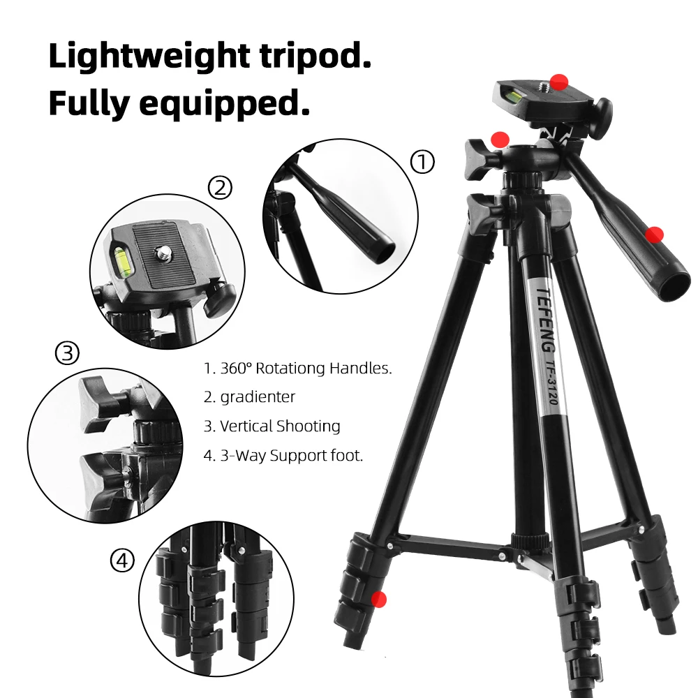  MountDog 35-85cm Adjustable Mini Tripod Stand For Phone Mount Holder With Phone Clip For GoPro Acti